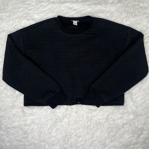 Women's Rue 21 Black Long Sleeve Cropped Button‎ Front Pullover Sweater Size M